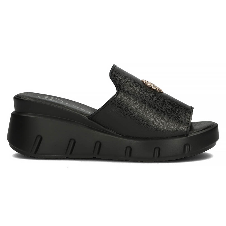 Papuci de piele Filippo DK3596 / 22 Bk negru