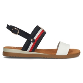 Sandale din piele Filippo DS3603 / 22 Wh Nv alb si bleumarin albastru marin