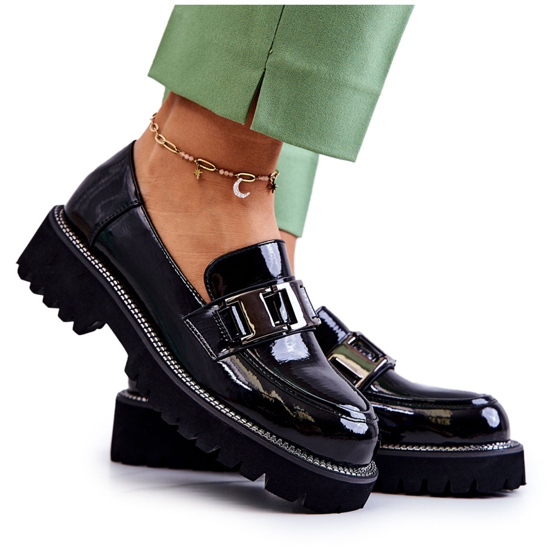 S.Barski Pantofi din piele lăcuită în Corine neagră negru