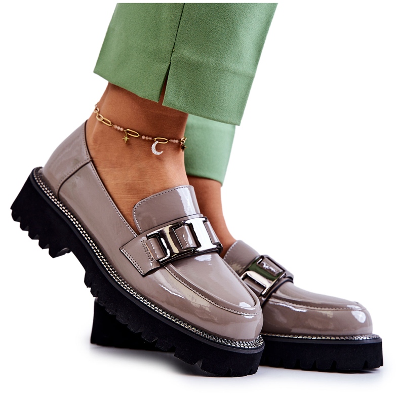 S.Barski Pantofi din piele lacuita Corine gri