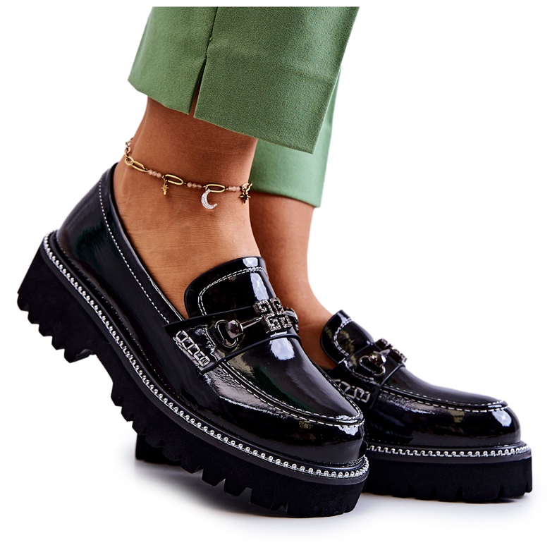 S.Barski Pantofi din Piele Lacuita Cu Decorat Negru Adison