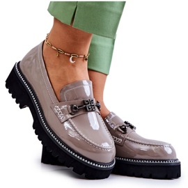 S.Barski Pantofi De Piele Lac Cu Decorat Maro Deschis Adison multicolor