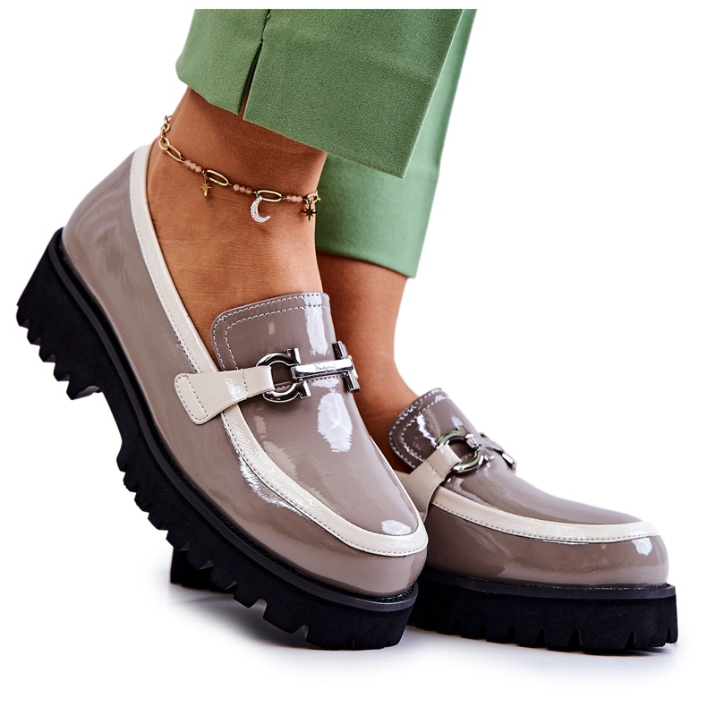 S.Barski Mocasini de dama lacuiti Bej-Alb Cassida