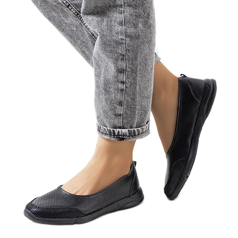 Balerini Mirjam din piele neagra negru Balerini Mirjam din piele neagra negru