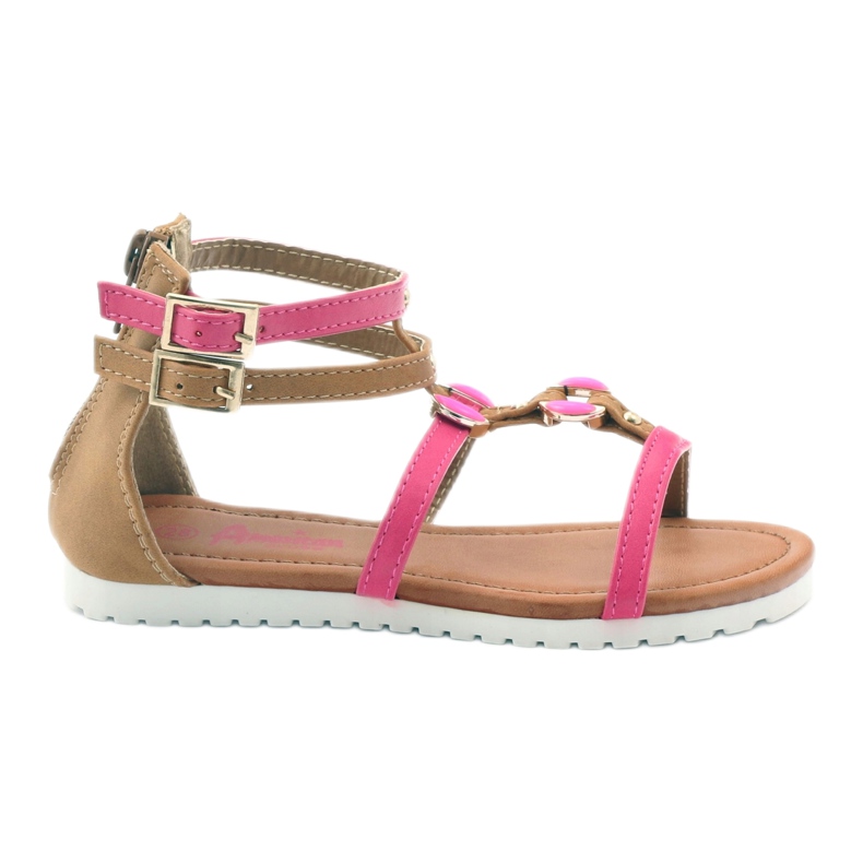 American Club Sandale Gladiator încălțăminte pentru copii pe fermoar roz american maro alb