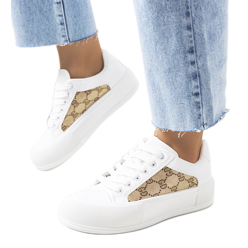 Tenisi albi și maro pe platforma Birkett