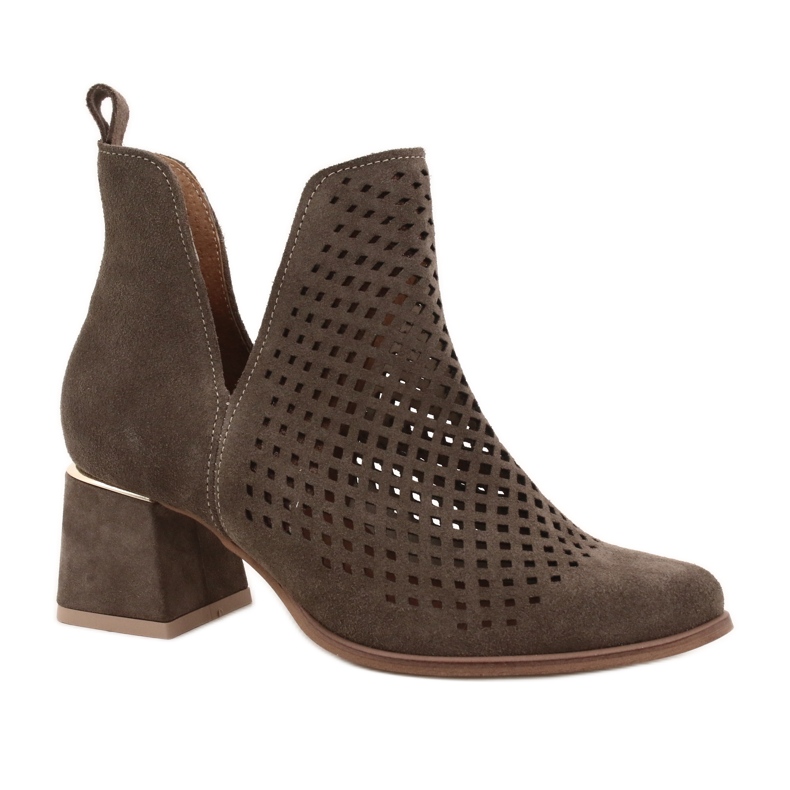 Lewski Shoes Cizme ajurate din piele intoarsa Pantofi Lewski 3165 velur pământ multicolor