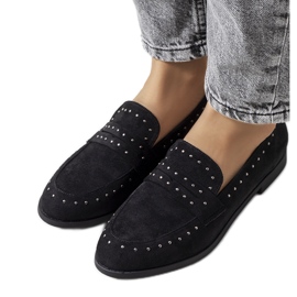 Pantofi din piele neagra cu crampoane Ishana negru