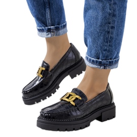 Mocasini negri pe talpa inalta Zanen negru Mocasini negri pe talpa inalta Zanen negru