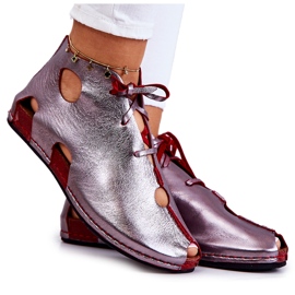 Cizme Maciejka din piele ușoară 03426-20 Argintiu-Roșu Cizme Maciejka din piele ușoară 03426-20 Argintiu-Roșu