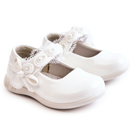 PA1 Balerini Copii Cu Velcro Cu Dantela Alba Evelyn PA1 Balerini Copii Cu Velcro Cu Dantela Alba Evelyn