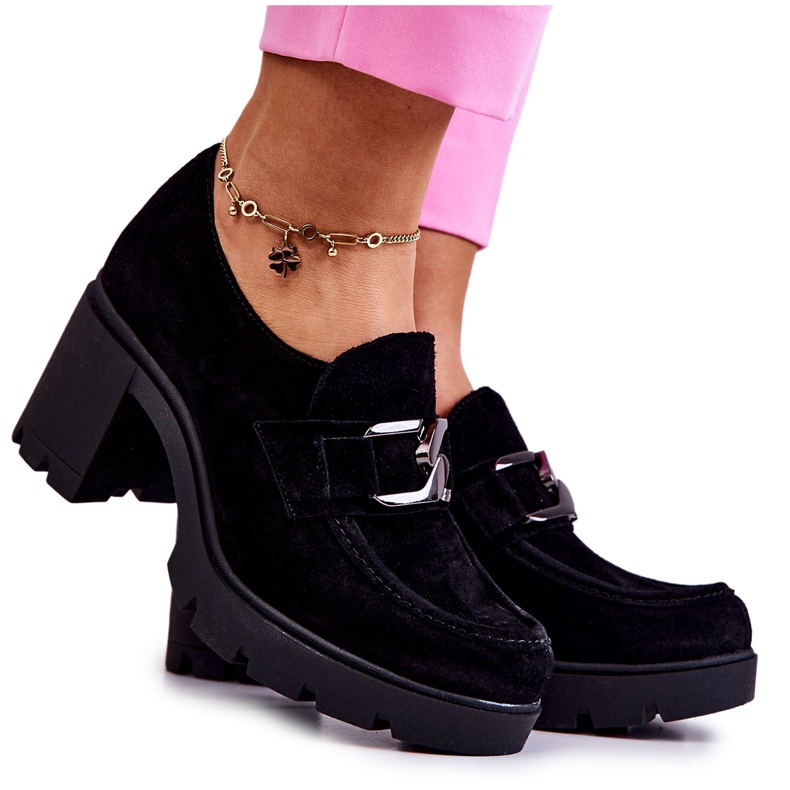 PL5 Pantofi eleganți pe un stâlp cu un decor Black Harmell închis negru