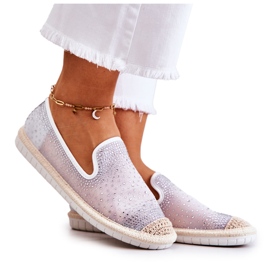 PG1 Espadrile Tesatura De Dama Cu Zirconiu Cubic Gri Deimos alb argint