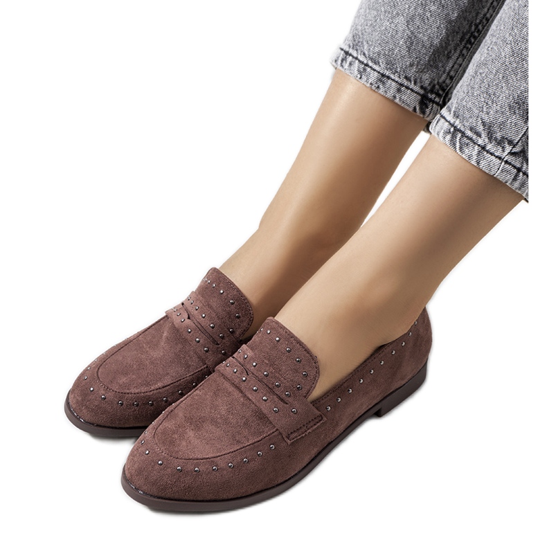 Pantofi din piele maro cu crampoane Ishana