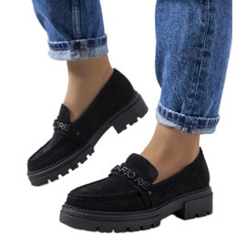 Mocasini negri pe talpa de tractor de la Gosens negru