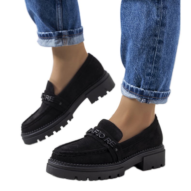 Mocasini negri pe talpa de tractor de la Gosens negru