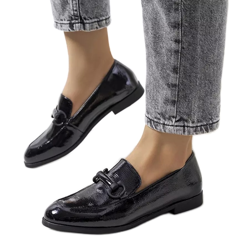 Pantofi din piele lacuita neagra de la Liese negru