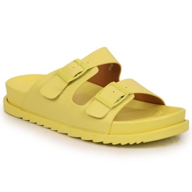 Flip-flops din cauciuc galben cu catarame în S.Barski