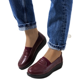 Mocasini ziggy maro pe toc tip pană roșu multicolor