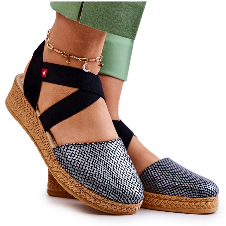 Espadrile de damă la modă Big Star JJ276035 Negru argint