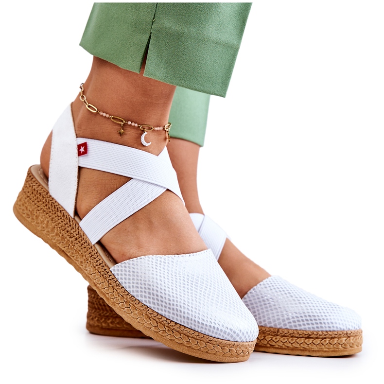 Espadrile la modă de damă Big Star JJ276036 Alb