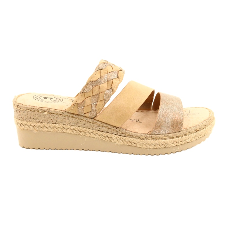 Flip-flops pentru femei cu o împletitură cu pană Jezzi 22SD98-4566 BEIGE bej
