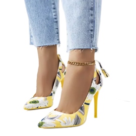 Tocuri galbene înalte cu model floral Jalisa multicolor Tocuri galbene înalte cu model floral Jalisa multicolor
