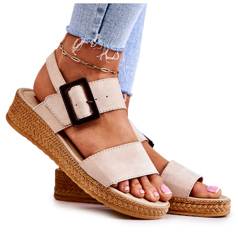 Sandale de damă din piele intoarsa Big Star JJ276032 Bej