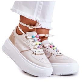 PS1 Pantofi Sport Legați De Damă Pantofi Bej Manila PS1 Pantofi Sport Legați De Damă Pantofi Bej Manila