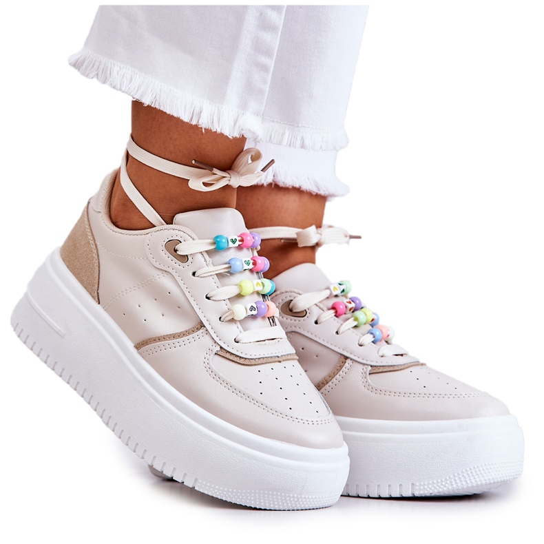 PS1 Pantofi Sport Legați De Damă Pantofi Bej Manila PS1 Pantofi Sport Legați De Damă Pantofi Bej Manila