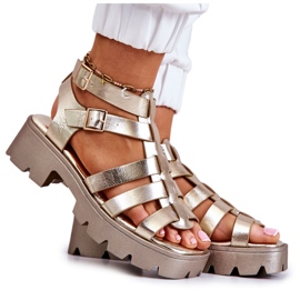 PS1 Sandale Piele Cu Benzi Minorit Auriu de aur