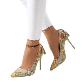 Tocuri verzi înalte cu model floral Jalisa multicolor verde