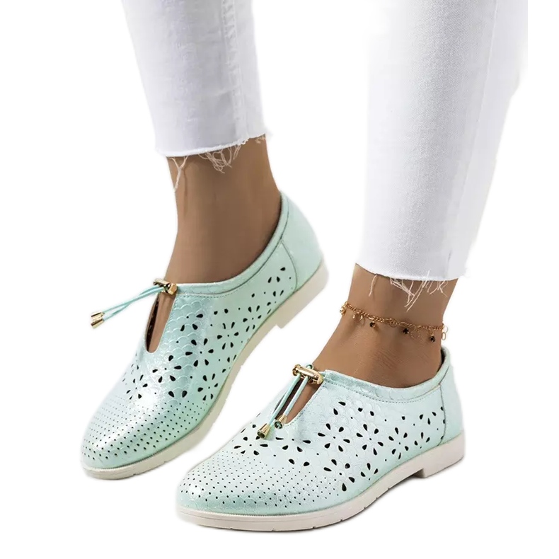 Pantofi Holm verzi ajurati verde Pantofi Holm verzi ajurati verde