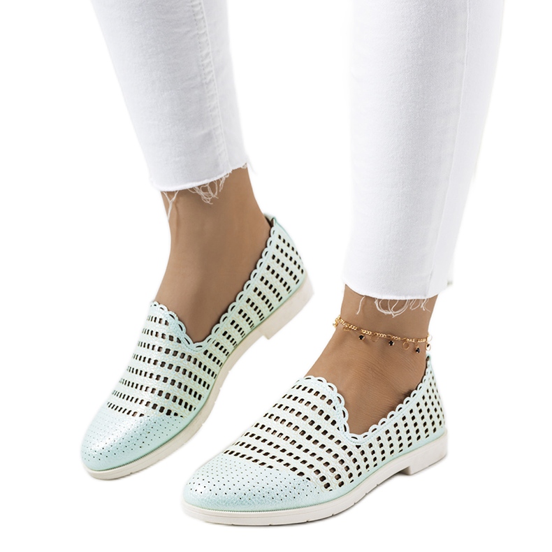 Mocasini de dama ajurati verzi Naja verde