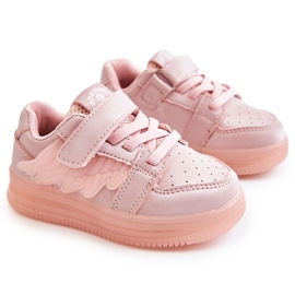 PA1 Pantofi Sport Copii Piele Cu Velcro Pink Angel roz