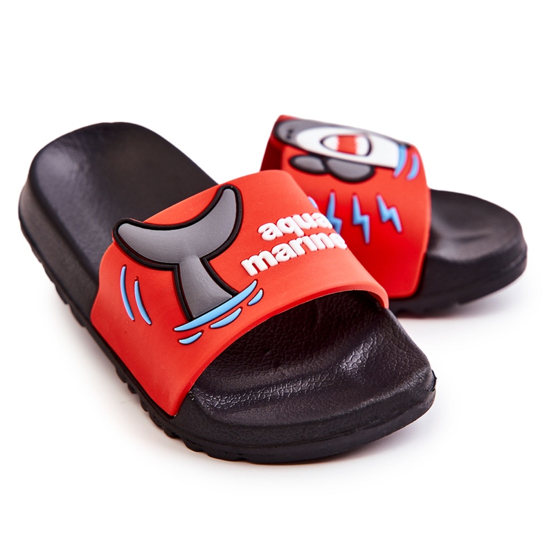 Papuci de casă de rechin roșu și negru pentru copii