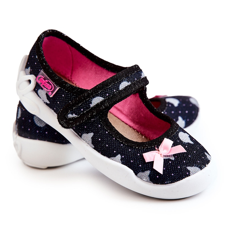 BEFADO S.A. Papuci de balerină pentru copii Befado cu fundă 114X481 bleumarin albastru marin