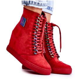 Pantofi Dama Lu Boo Cu Lanturi piele intoarsa Multi-Rosie Monica roșu Pantofi Dama Lu Boo Cu Lanturi piele intoarsa Multi-Rosie Monica roșu
