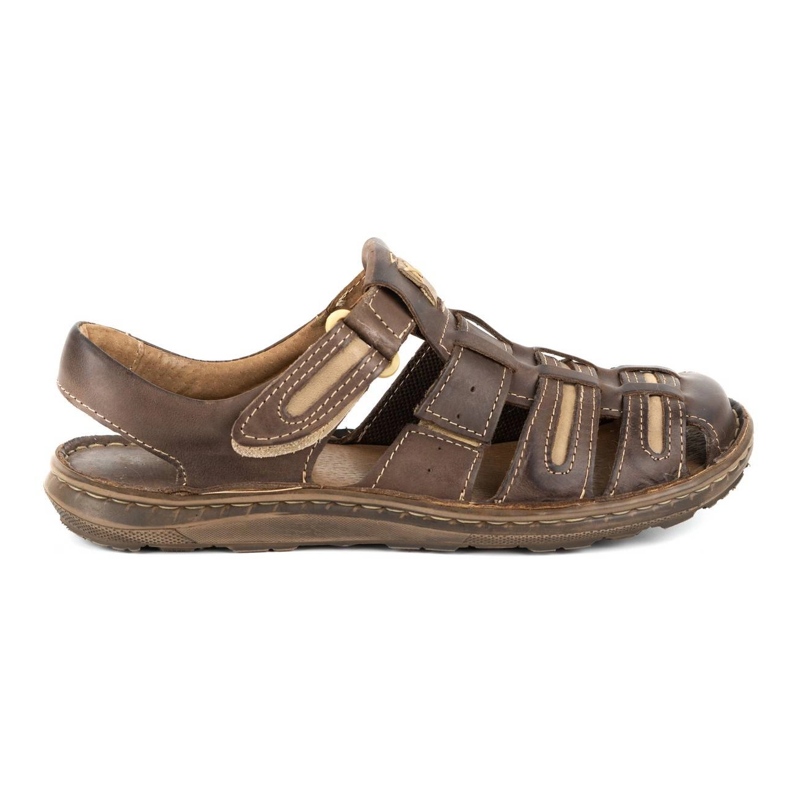 Olivier Sandale bărbați din piele pentru vară 230MA maro închis