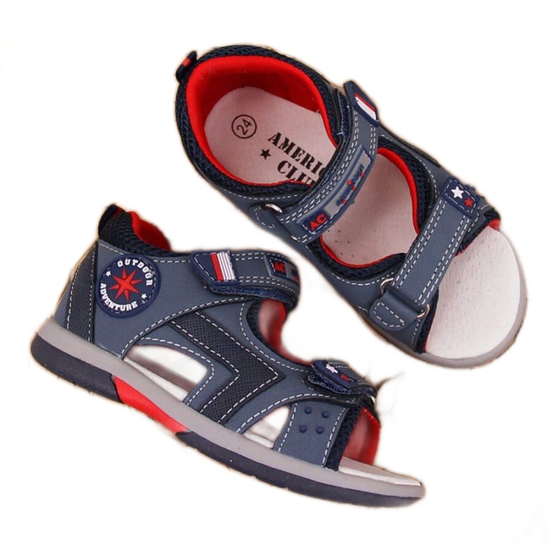 Sandale cu velcro American Club Jr AM825A bleumarin albastru marin