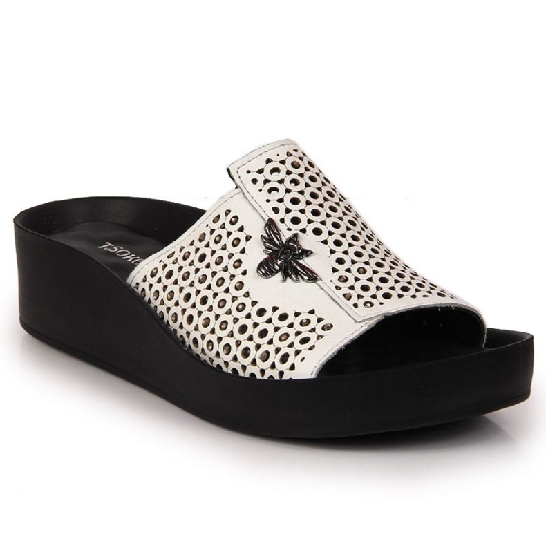 Papuci de piele ajurata T.Sokolski W SCA163 albi