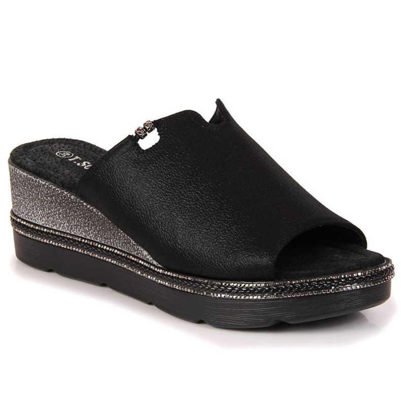 T.Sokolski W SCA167A papuci negri cu pană negru