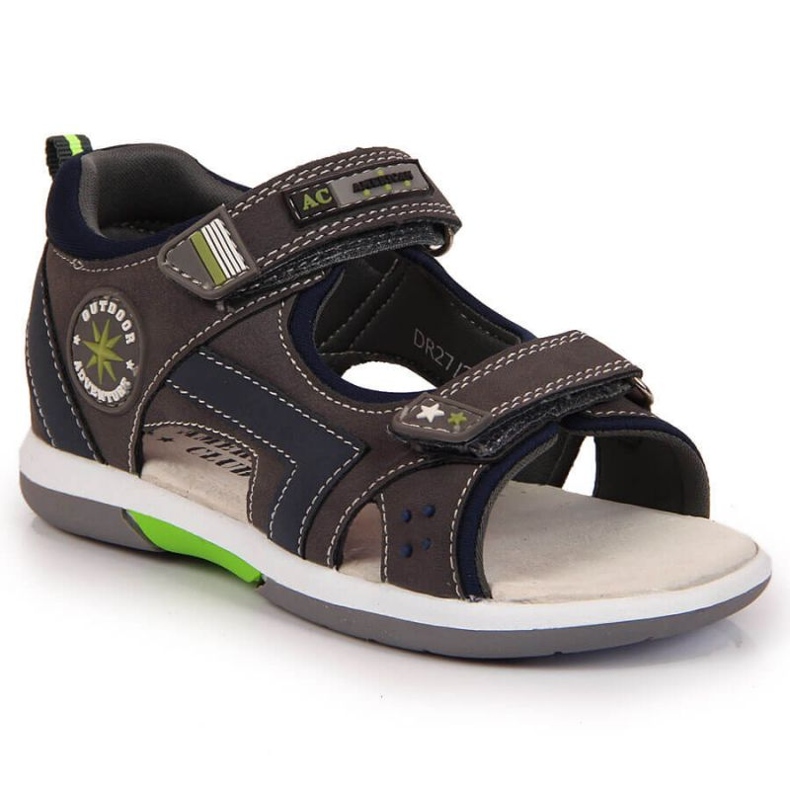 Sandale cu velcro American Club Jr AM891A gri
