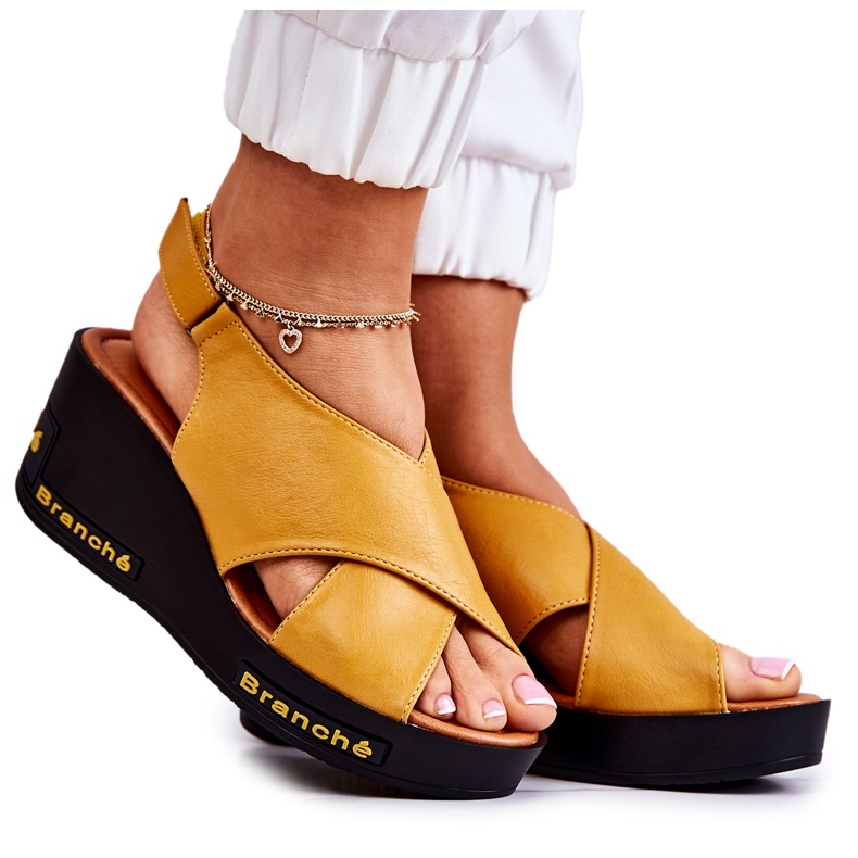 Vinceza Sandale Damă Cu Velcro Galben Amaze