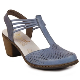 Sandale ajurate din piele Rieker W RKR537 albastre albastru