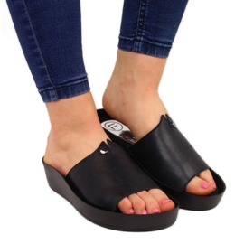 Papuci cu platforma din piele Filippo W PAW199A neagra negru