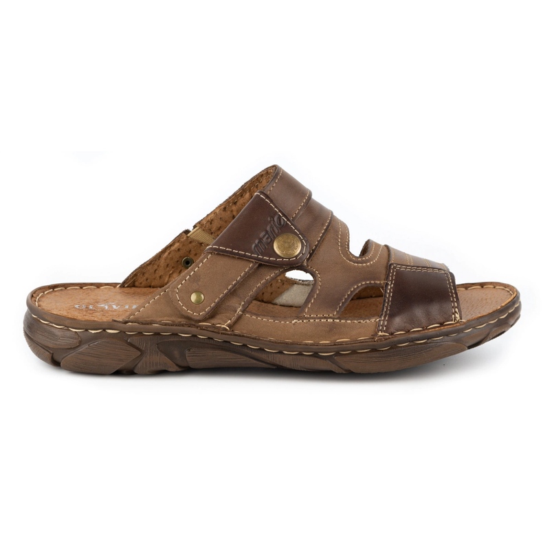 Olivier Papuci de piele maro pentru bărbați de 460MP bej