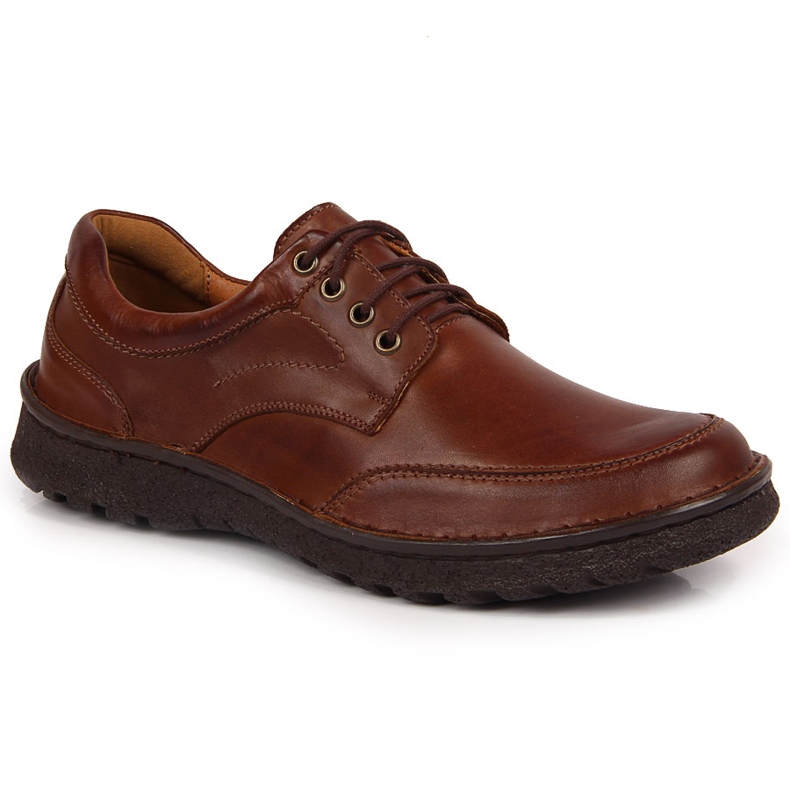 Pantofi casual din piele maro pentru bărbați Łukbut 947