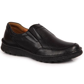 Pantofi slip-on pentru bărbați din piele, negru Łukbut 946