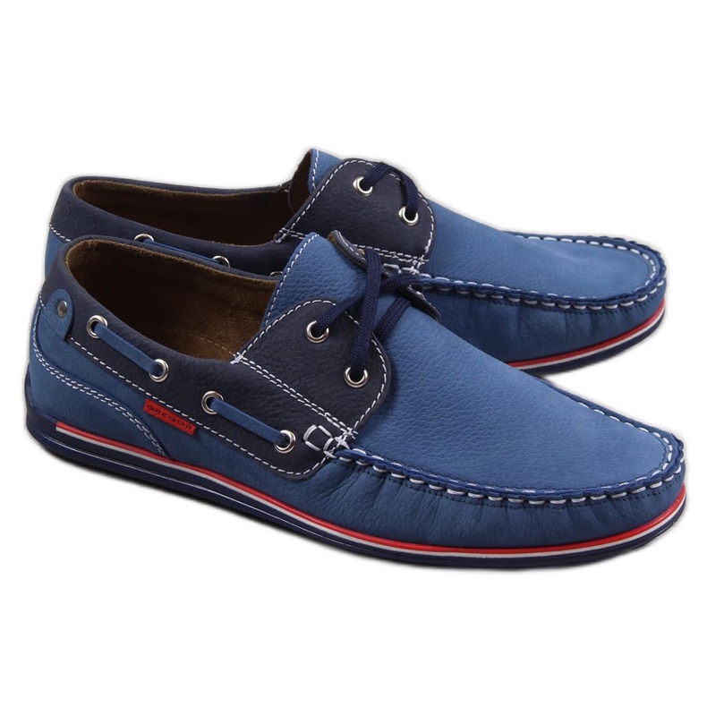 Mocasini barbati Gregor blue din piele albastru